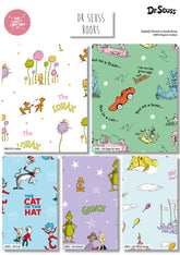 Crafts Cotton Company Dr Seuss Books, Lorax, Cat in the Hat, Grinch, Fat Quarter Bundle 5pcs - 100% Premium Cotton Organic Fabric
